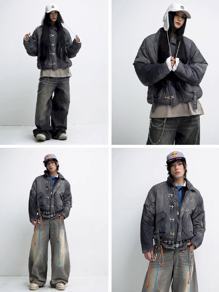 Airplane Button Short Cotton Jacket【s0000011347】