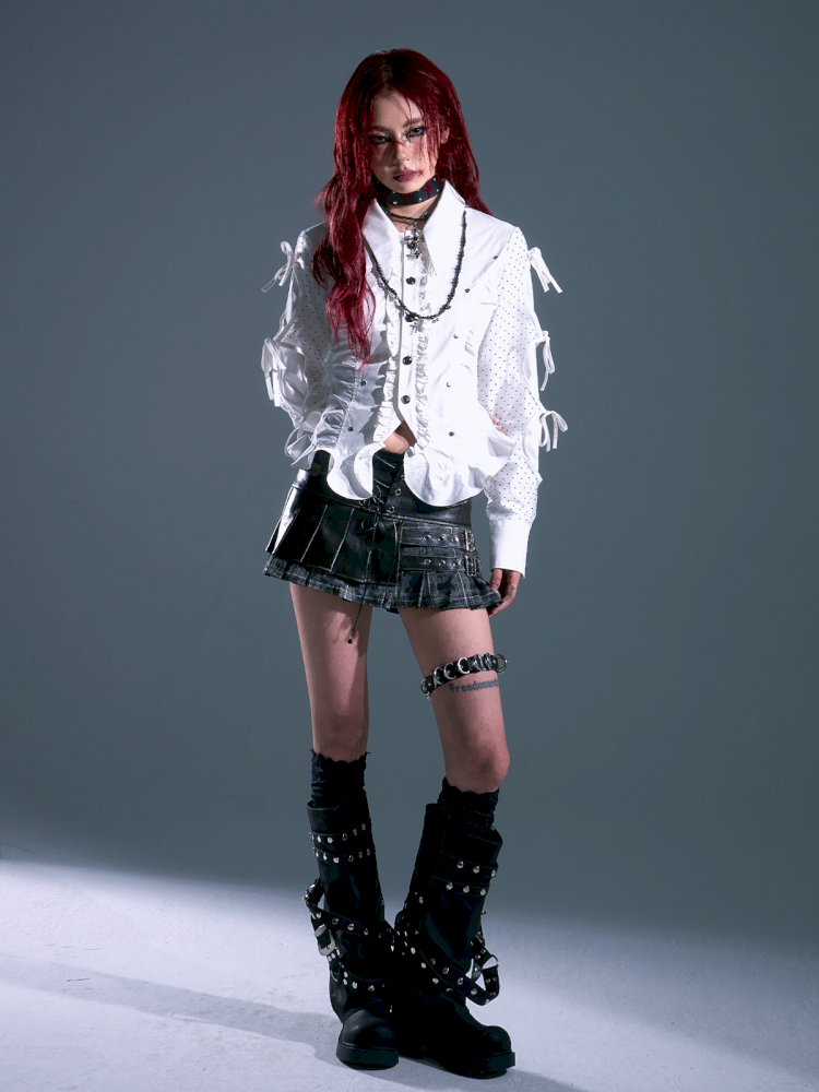Low Waist Tie Pleated Plaid Skirt【s0000013693】
