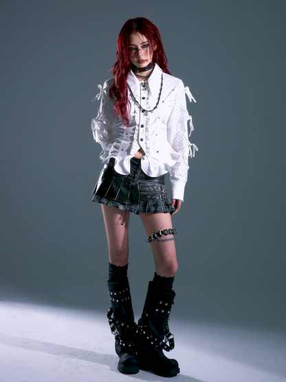 Low Waist Tie Pleated Plaid Skirt【s0000013693】