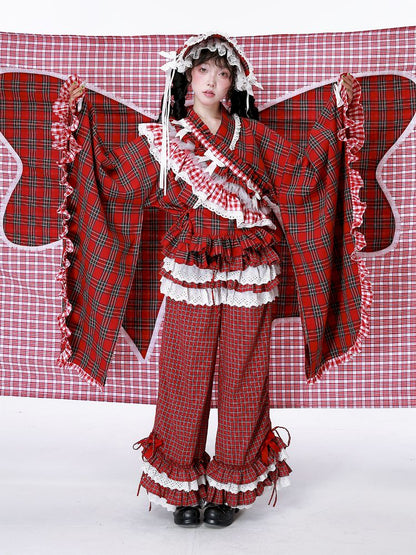 Retro Red Plaid Trousers【s0000012192】