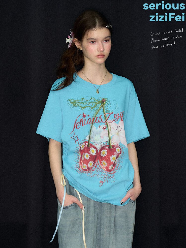 Daisy Cherry Vintage T Shirt【s0000017265】