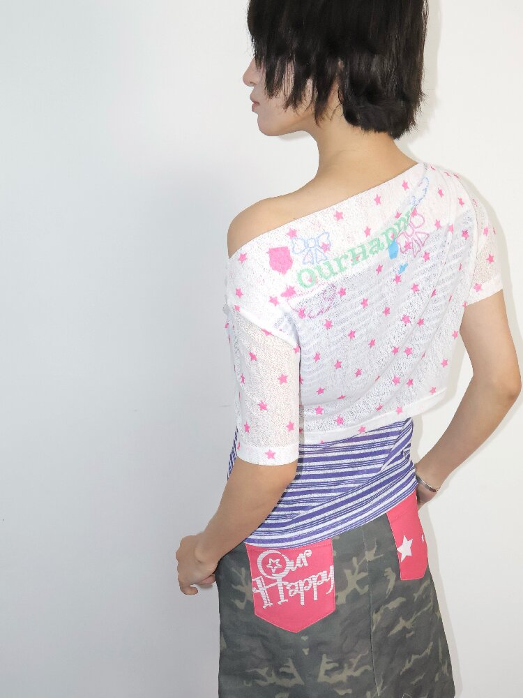 Y2K Star Mesh Elastic Short Top【s0000018677】