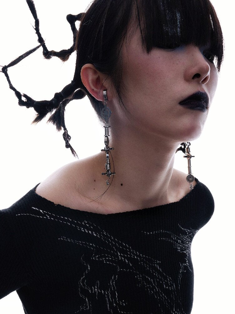 Mechanical Heavy Dark Punk Earrings【s0000018844】