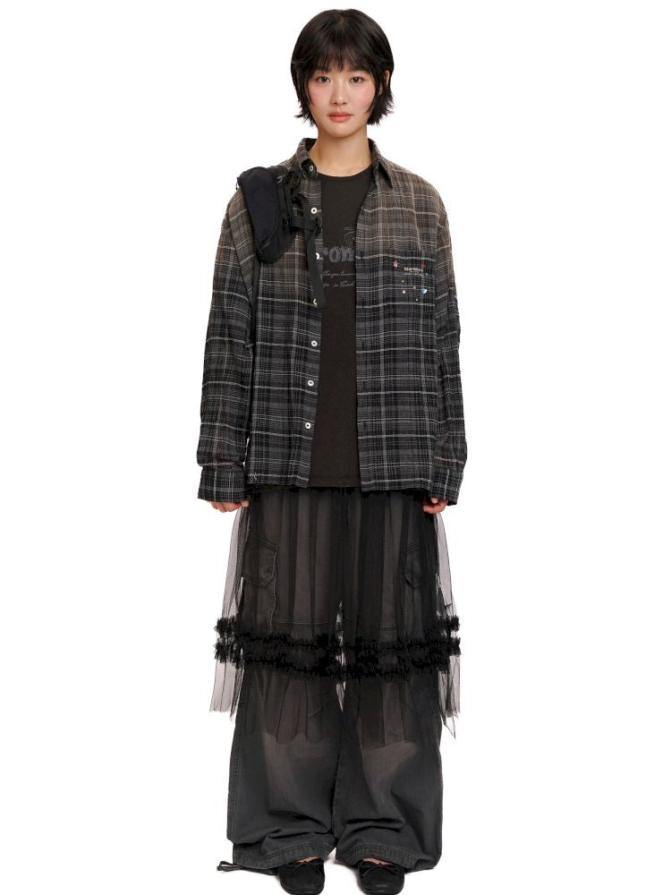 Gradient spray horsey loose shirt jacket【s0000013423】