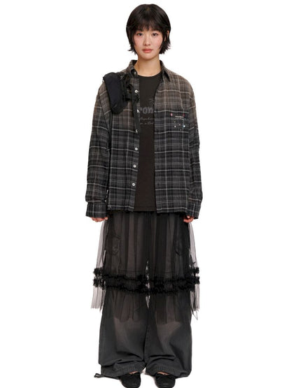 Gradient spray horsey loose shirt jacket【s0000013423】