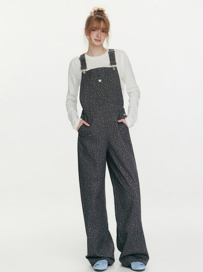 Strawberry Print Denim Bib Pants【s0000015686】