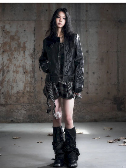 Strappy Slim-Fit Diagonal Zipper Coat【s0000013957】