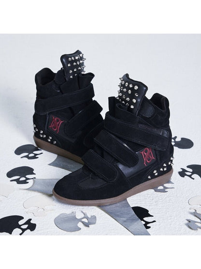 Cowhide Embroidered Wedge Sneakers【s0000015560】