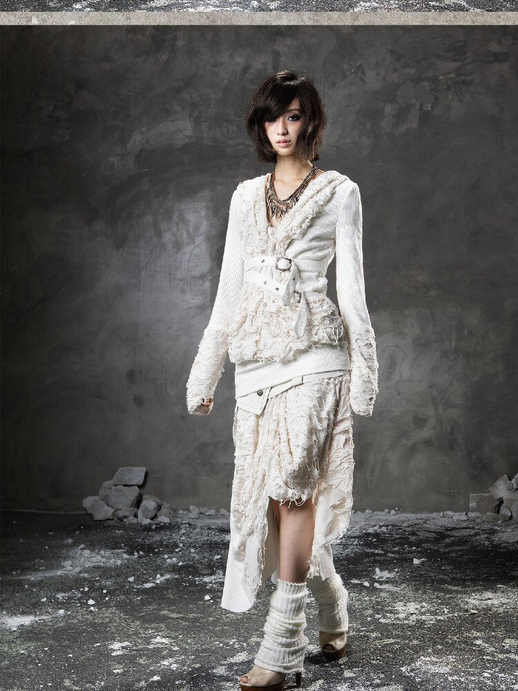 Ripped Hooded Knit【s0000015956】