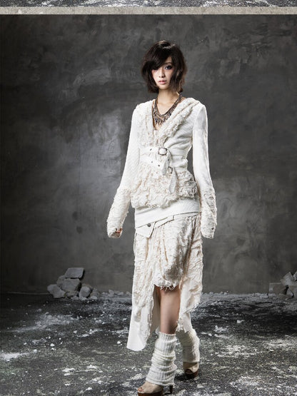 Ripped Hooded Knit【s0000015956】
