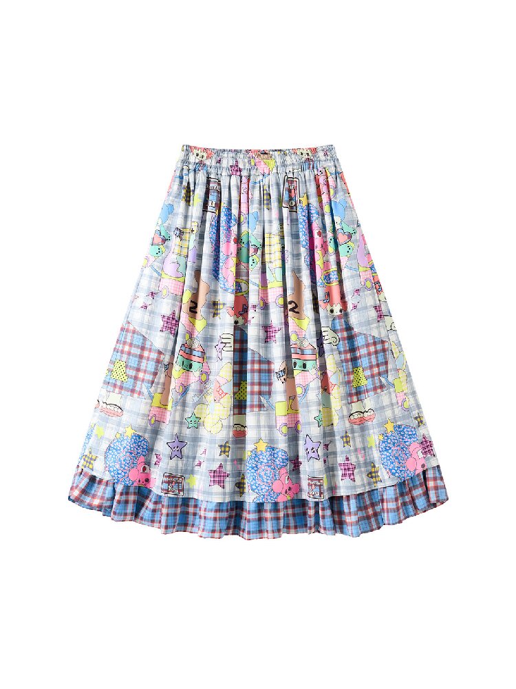 Plaid Ruffled High Waisted Skirt【s0000018369】