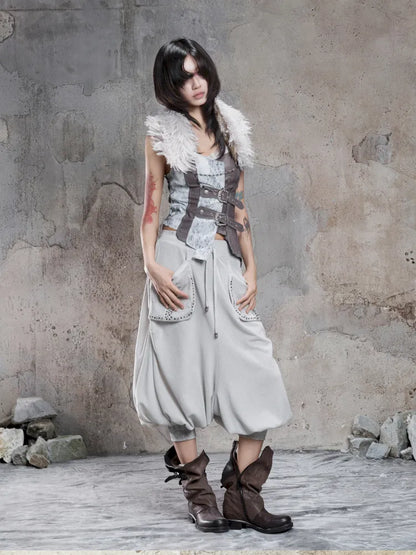 Cropped Wide-Leg Pocket Skirt【s0000014137】