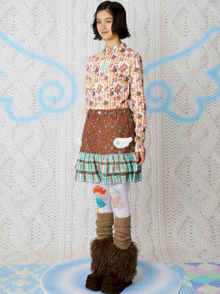 Brown Corduroy Wings Fall Winter Skirt【s0000014848】