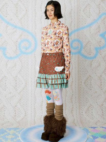 Brown Corduroy Wings Fall Winter Skirt【s0000014848】