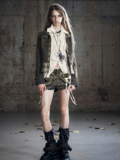 Faded Button Leather Leg Covers【s0000013963】