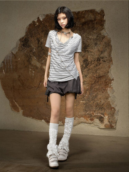 Vintage Punk Irregular Knit T-shirt【s0000016880】