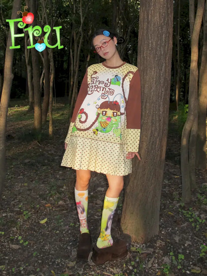 Casual Y2K Beige Pleated Dress【s0000014195】