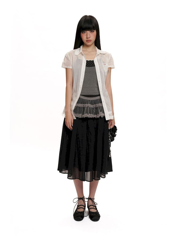 Elastic Waist Head Peplum Half Skirt【s0000012495】