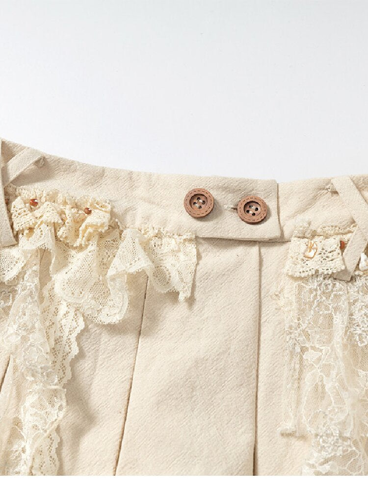 Baroque Lace Pleated Skirt Culottes【s0000016995】