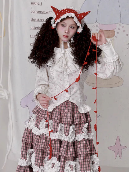 Lolita White Long-Sleeve Floral Blouse【s0000014101】