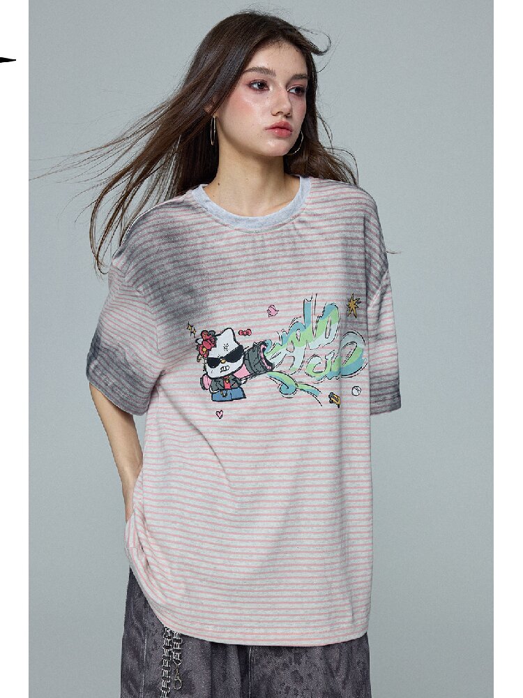Distressed Graffiti Print T-Shirt【s0000016695】