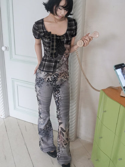 Vintage Seal Leopard Bell Bottoms【s0000018090】