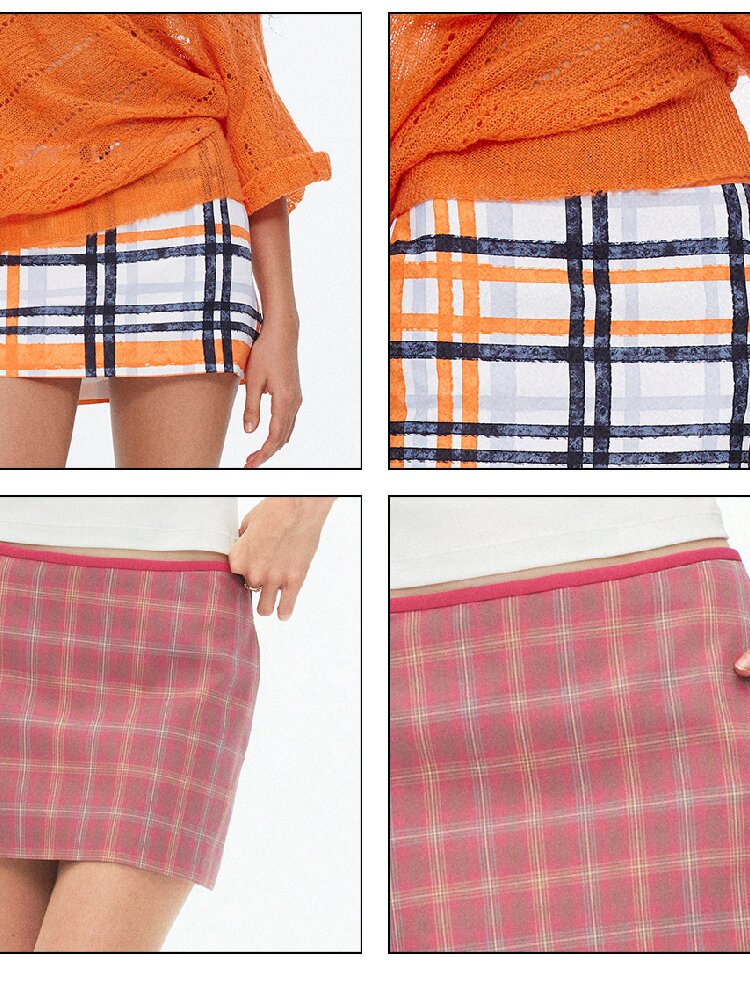 Retro Check Print Irregular Skirt【s0000015919】