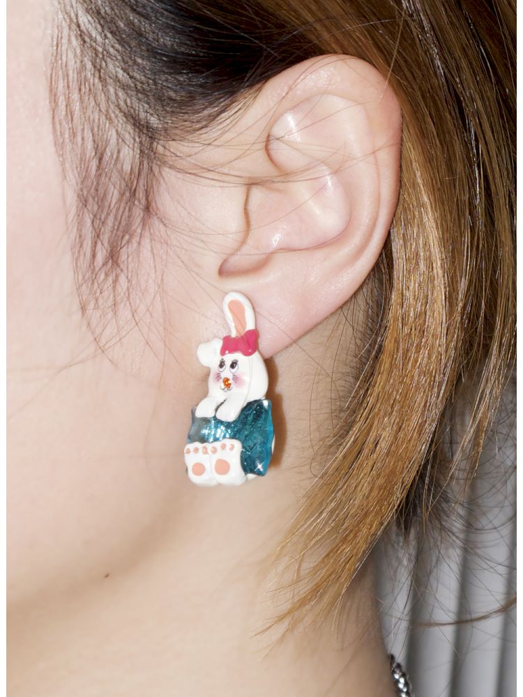 Transparent Pillow Bunny Earrings【s0000013922】