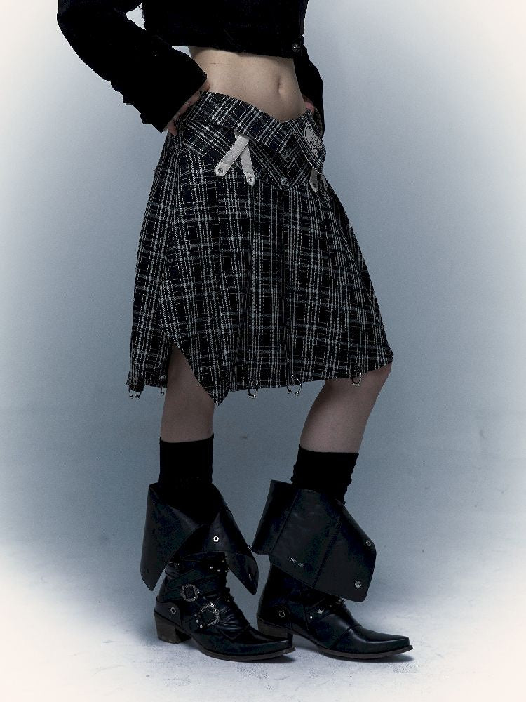 Peplum irregular pleated bustier midi skirt【s0000005970】