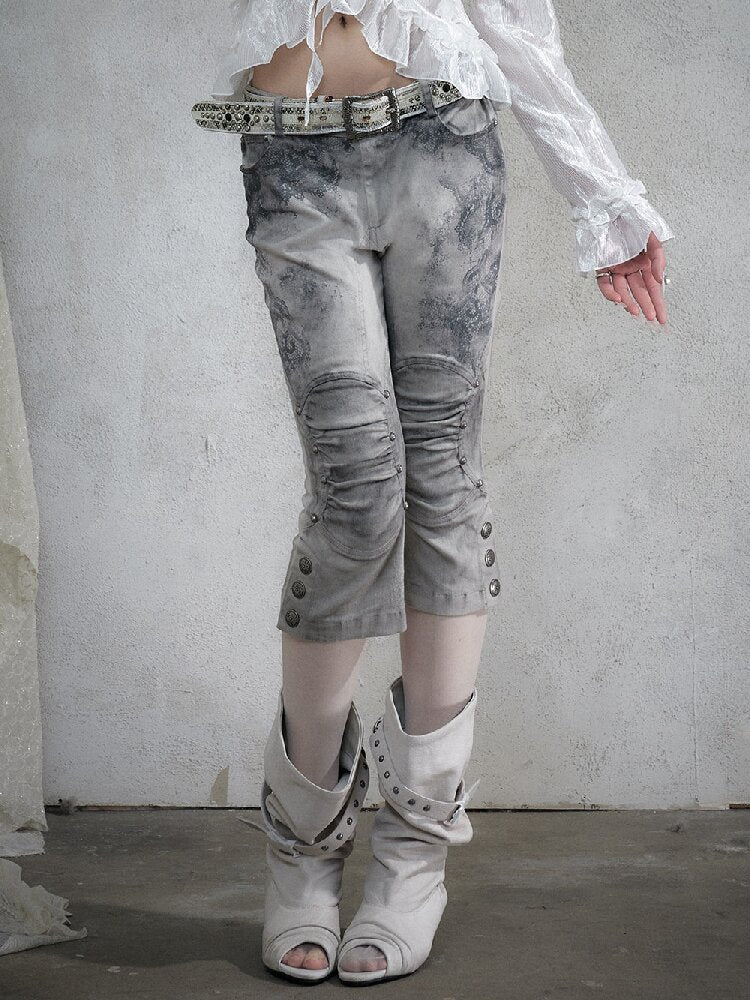 Distressed Lace Print Cropped Pants【s0000017860】