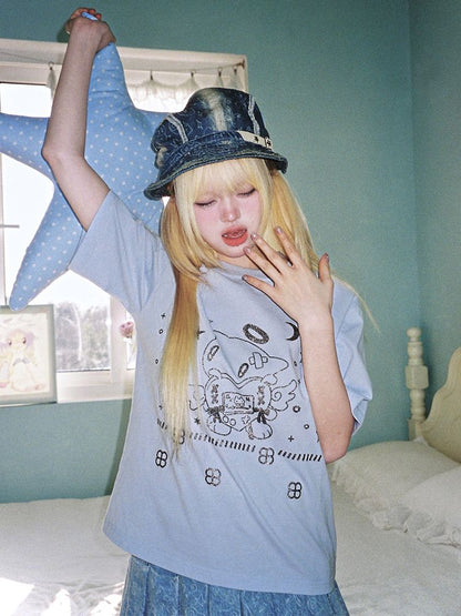 Angel Cat Short Sleeve T-Shirt【s0000012200】