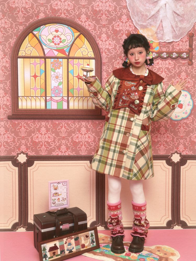 Tweed Lapel Skinny Mid-Length Coat【s0000011182】