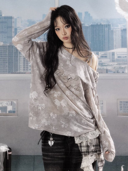 Slanted Collar Bow Sunscreen Top【s0000016526】