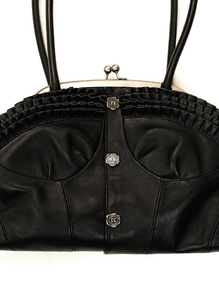 Lambskin Kiss Lock Shoulder Bag【s0000017911】