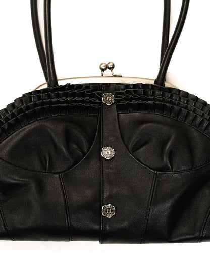Lambskin Kiss Lock Shoulder Bag【s0000017911】