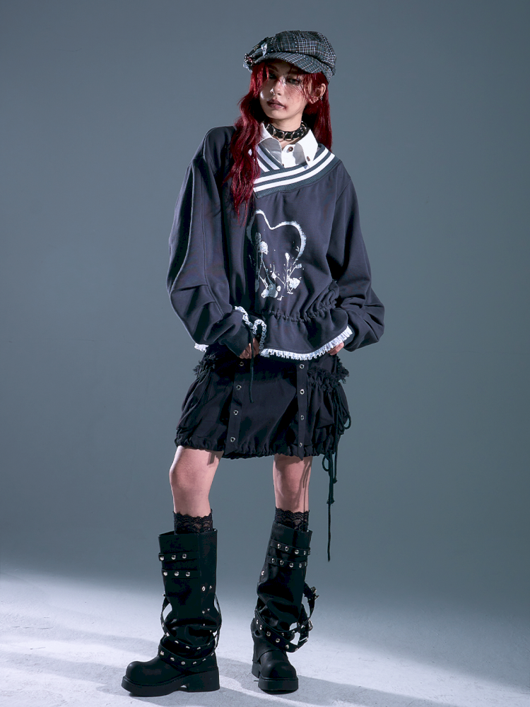 Drawstring Oversized Hoodie Top【s0000013912】
