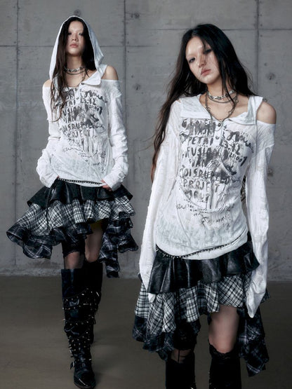 Backless Hooded Long Sleeve Bottom Top【s0000013469】