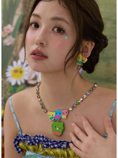 Cartoon Rhinestone Necklace Earrings【s0000017122】