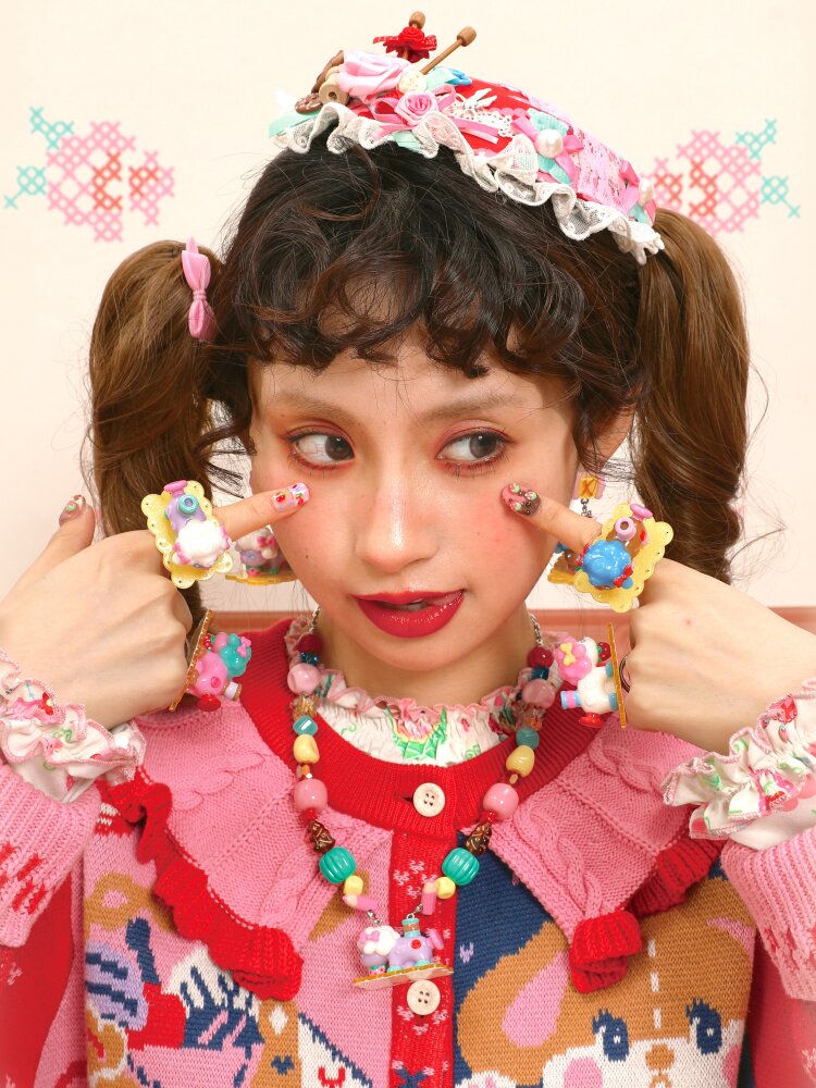 Vintage Lamb Resin Acrylic Necklace【s0000015580】