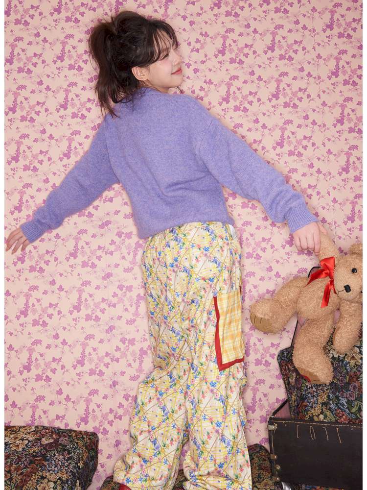 Yellow Floral Plaid Umbrella Pants【s0000015371】