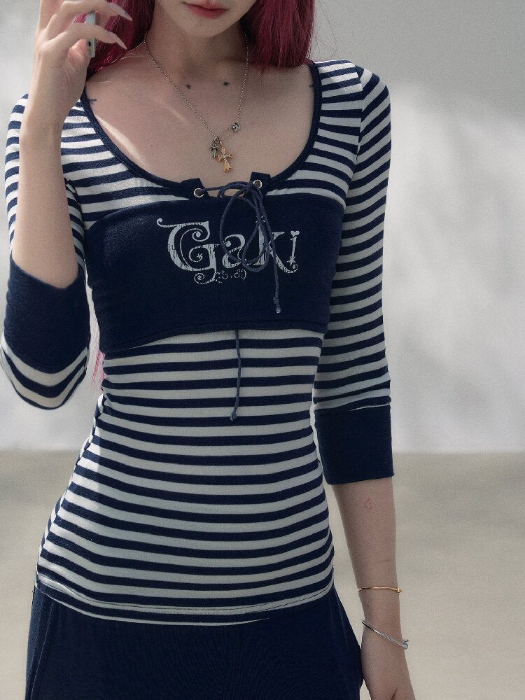 Striped Drawstring Base Layer Set【s0000019259】