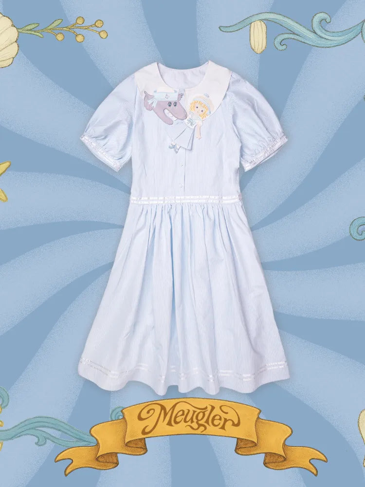 Blue and White Striped Dress【s0000014154】