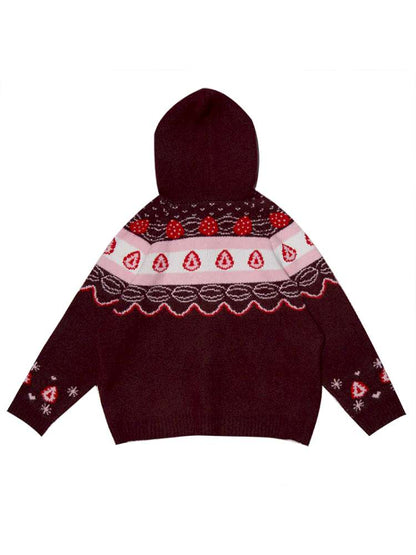 Strawberry Cake Fair Isle Knit Cardigan【s0000014944】