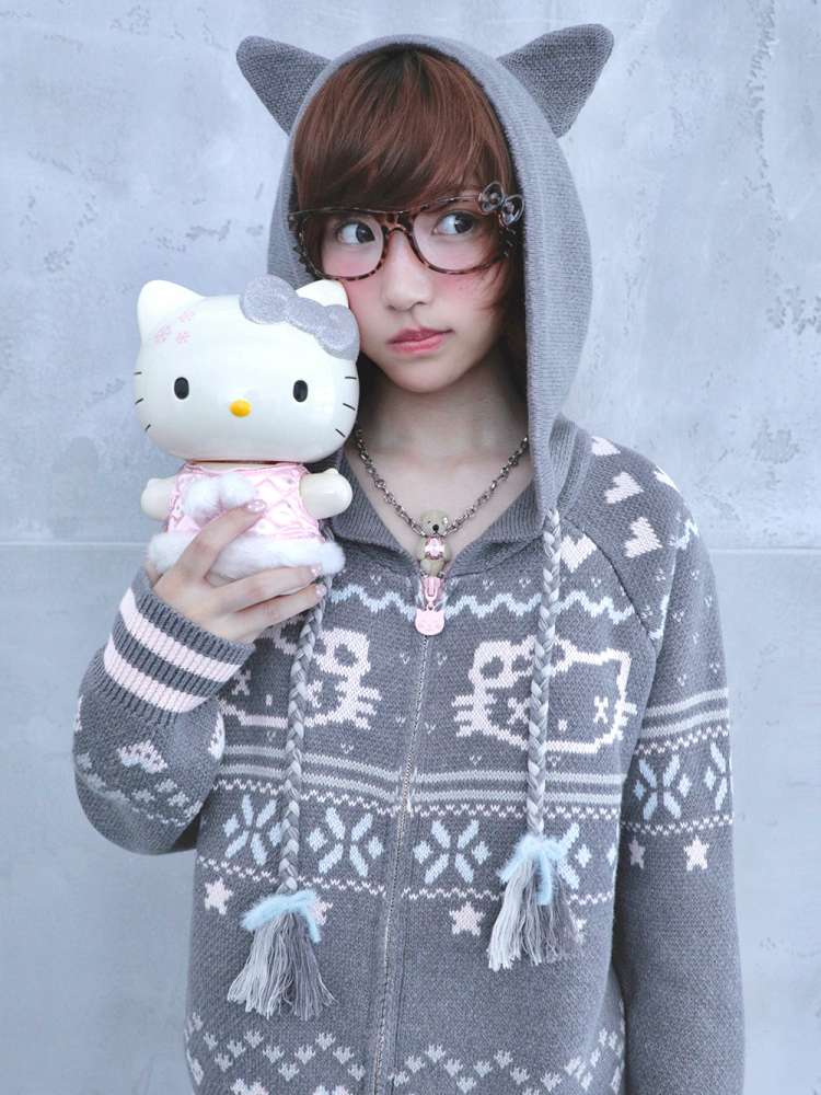 Ghost Horse Grey Fair Isle Hooded Jacket【s0000014697】