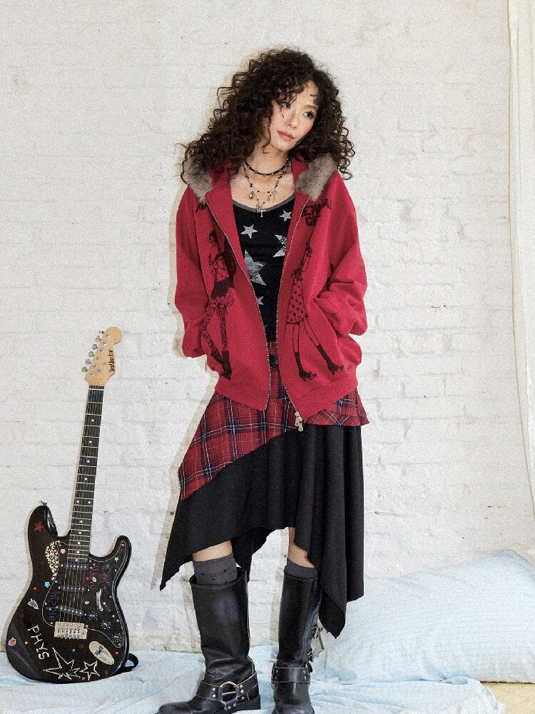 Punk Plaid Patchwork Irregular Skirt【s0000017899】