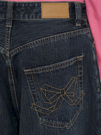 Straight leg sprayed horsehair denim pants【s0000012542】