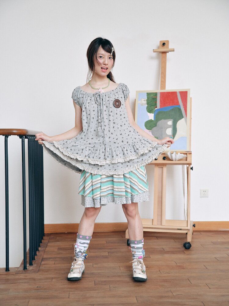 Patchwork Print Polo T-Shirt Top【s0000018716】