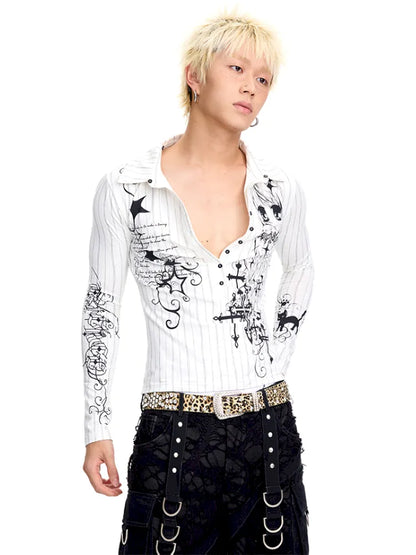 Fur Collar Long-Sleeve Polo Shirt【s0000014091】