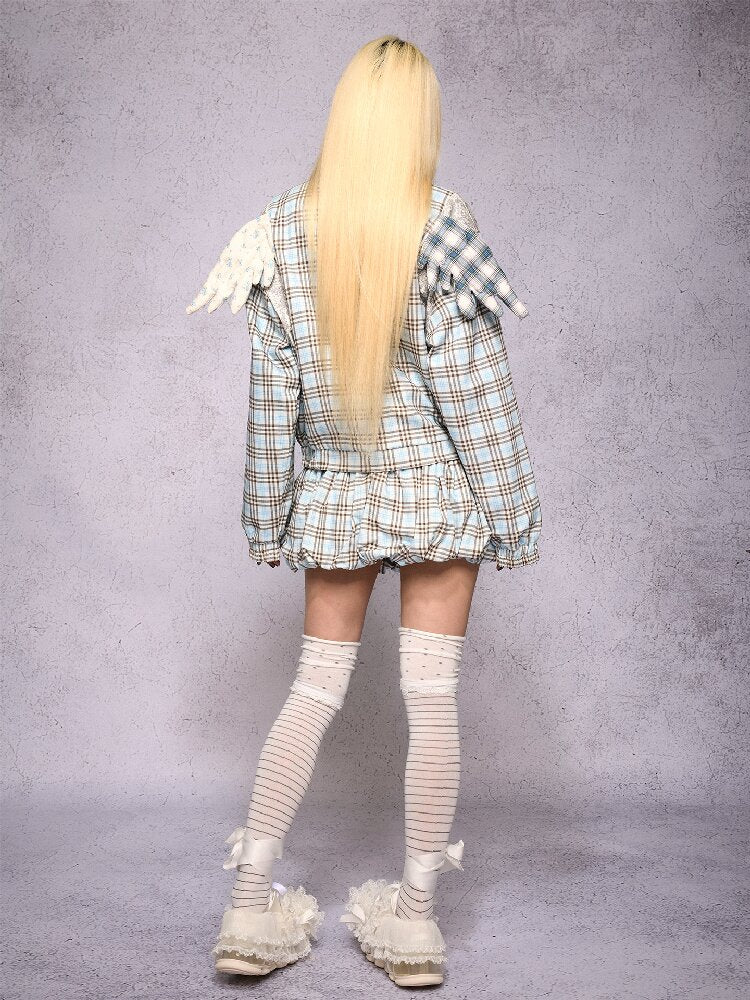 Plaid Patchwork Rhinestone Jacket【s0000019134】