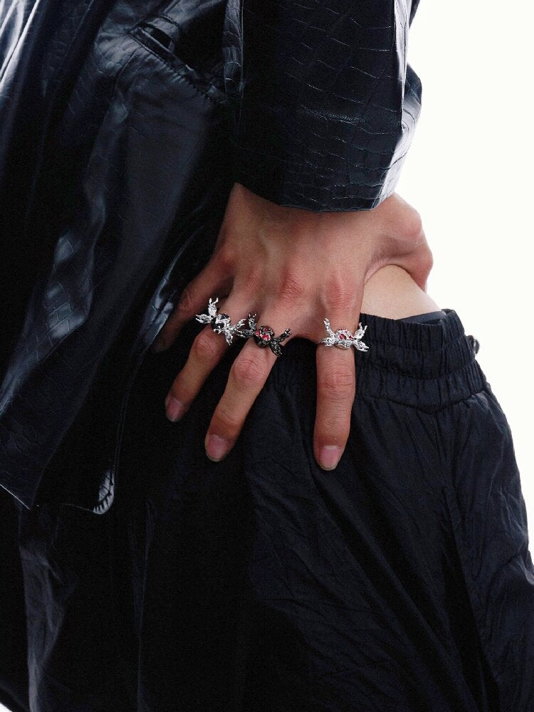 925 Silver Skull Diablo Punk Ring【s0000018831】